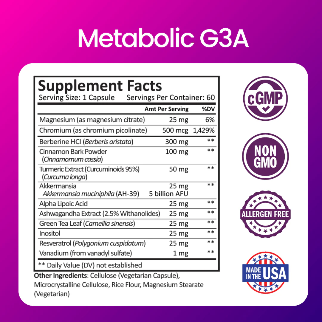 Metabolic G3A - Blood Sugar & Metabolic Support - Image 3